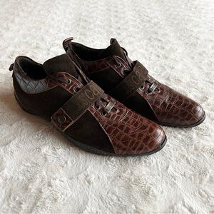 Vintage Just Cavalli Dress Shoes Mens 44 US 10 Brown Crocodile Leather Italy Vtg